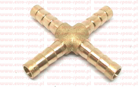 Rozdzielacz mosiężny x4, czwórnik typ "X" na wąż 6mm 