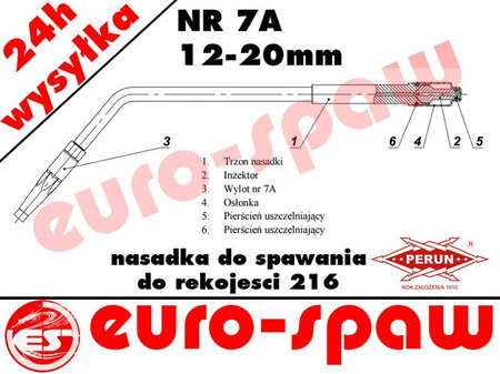 Nasadka do spawania nr 7A (12-20mm) PS-216A acetylen-tlen PERUN