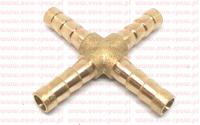 Rozdzielacz mosiężny x4, czwórnik typ "X" na wąż 6mm 