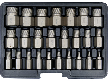 Wykrętaki do uszkodzonych śrub wewnętrznych HEX, TORX, SPLINE 25szt, YATO