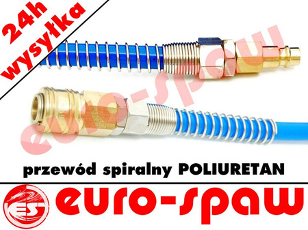 Wąż spiralny poliuretan 8x5.5-5m z szybkozłączami 