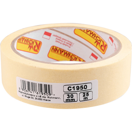 Taśma papierowa malarska 30mm x 25m żółta RICHMANN