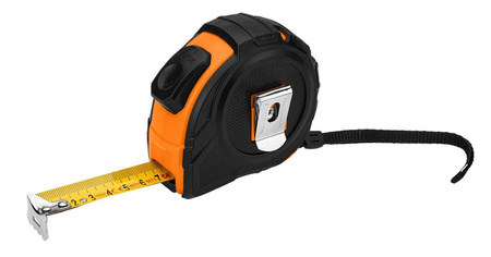 Miara zwijana stalowa 7,5m x 25 mm, auto blokada, dwa przyciski stop, Neo Tools