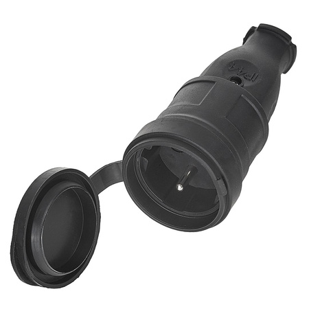 Gniazdo elektryczne 230V na przewód, gumowe z klapką 16A IP44