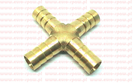 Rozdzielacz mosiężny x4, czwórnik typ "X" na wąż 10mm 