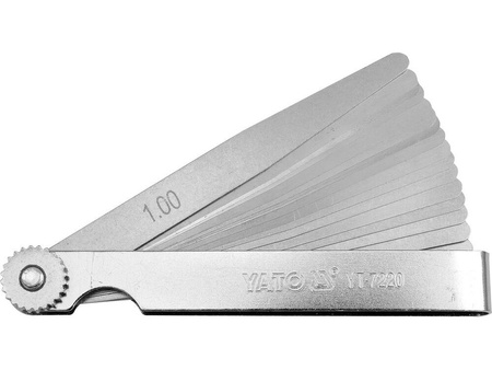 Szczelinomierz 100mm, 0.02-1.00mm, 17 listków,  YATO