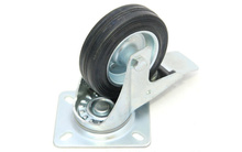 Koło skrętne z hamulcem 100mm (płytka 102x84) metal-guma