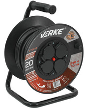 Przedłużacz bębnowy 20m 3x1.5mm, gniazda hermetyczne VERKE