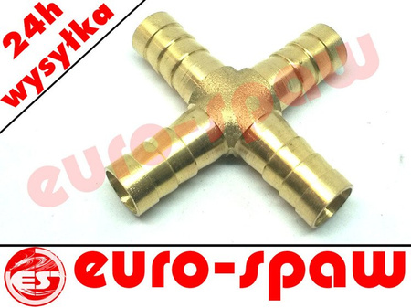 Rozdzielacz mosiężny x4, czwórnik typ "X" na wąż 10mm 