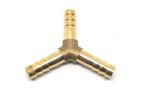 Rozdzielacz mosiężny x3, trójnik typ "Y" na wąż 8mm 