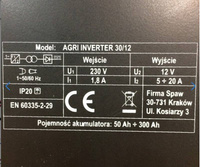 Prostownik inwerterowy Magnum AGRI 30/12 (12V, do 300Ah)