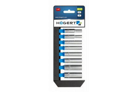 Zestaw nasadek sześciokątnych długich 1/4" 8szt, Hogert