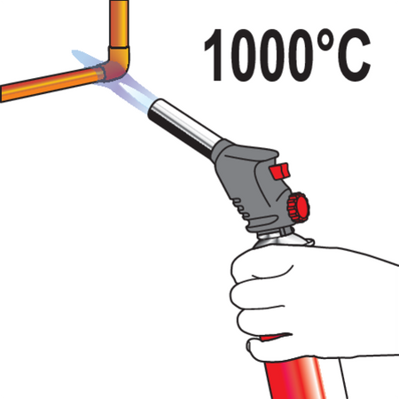 Palnik gazowy odgięty do lutowania 360, piezo, na kartusze YATO