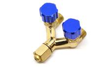 Rozdzielacz gazu - trójnik z zaworkami 1/4"RH (tlen)