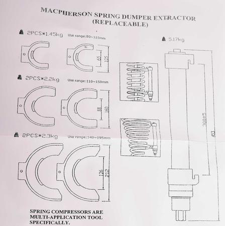 Ściągacz sprężyn McPherson SK1602 zestaw 2,5T uniwersalny