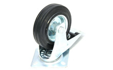 Koło skrętne z hamulcem 125mm (płytka 102x84) metal-guma