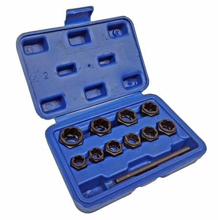 Wykrętaki do zniszczonych śrub 11 szt., SILVER