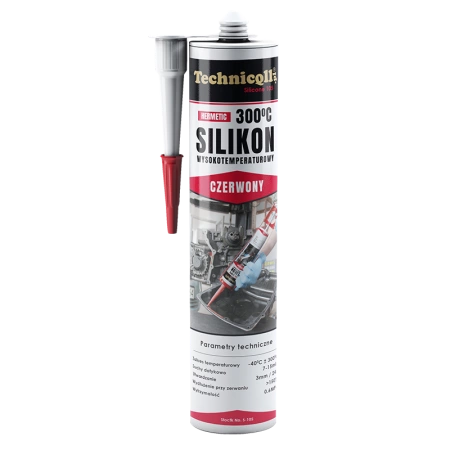 Silikon wysokotemperaturowy 300°C czerwony w kartuszu 300ml - TECHNICQLL