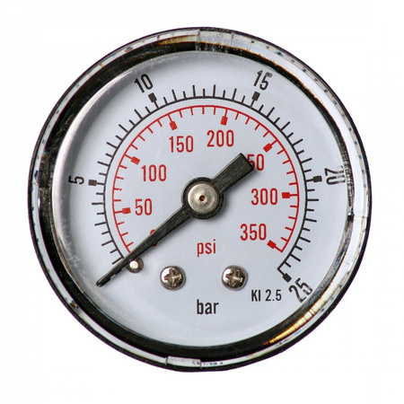 Manometr do powietrza 40mm 0-25 bar, gwint 1/8" tylny