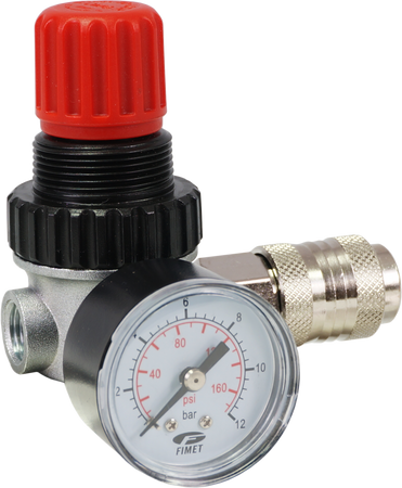 Reduktor 1/4" do sprężarki z manometrem 40mm i szybkozłączką Magnum