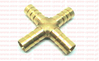 Rozdzielacz mosiężny x4, czwórnik typ "X" na wąż 10mm 
