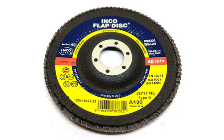 Tarcza listkowa lamelka 125mm gr.120 Inco Flex PL