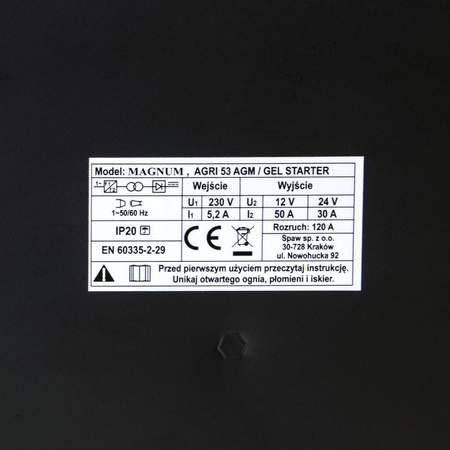 Prostownik z rozruchem inwerterowy Magnum AGRI 53 (12-24V, do 500Ah)
