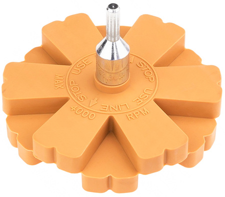 Gumowy krążek do usuwania naklejek i kleju + adapter 6mm Verke