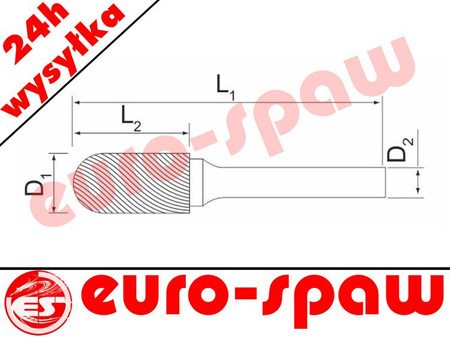 Frez trzpieniowy walcowy zaokrąglony do alu Ø 6, C1225 /N
