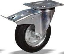 Koło skrętne z hamulcem 200mm (płytka 135x113) metal-guma