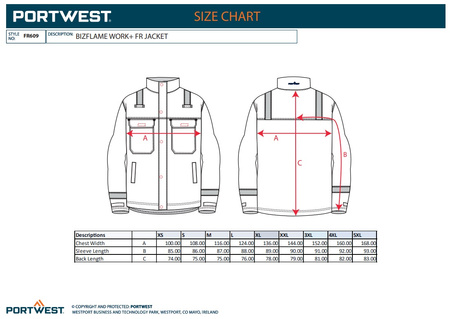 Bluza trudnopalna FR odporna na chemikalia Portwest FR609
