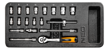Wkład szafki warsztatowej - klucze nasadowe 1/4"; 19szt; NEO 84-237