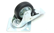 Koło skrętne z hamulcem 80mm (płytka 102x84) metal-guma