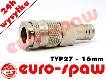 Szybkozłączka TYP27 na wąż 16mm, RECTUS