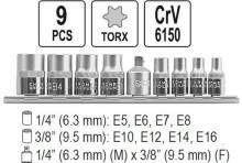 Klucze nasadowe TORX E5-E16, zestaw 9 szt., YATO YT-0520