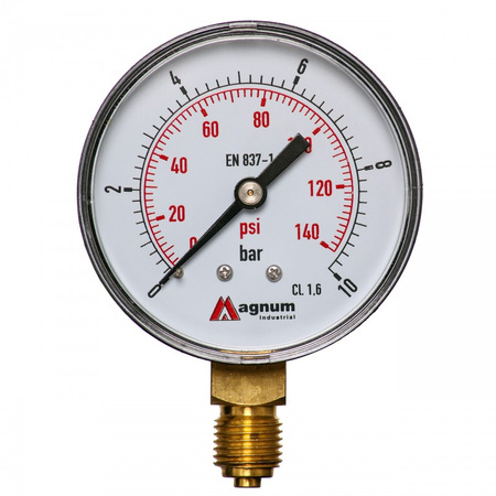 Manometr do powietrza 63mm 0-10 bar, gwint 1/4" boczny
