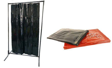 Zasłona spawalnicza ze stelażem 120x180cm czerwona