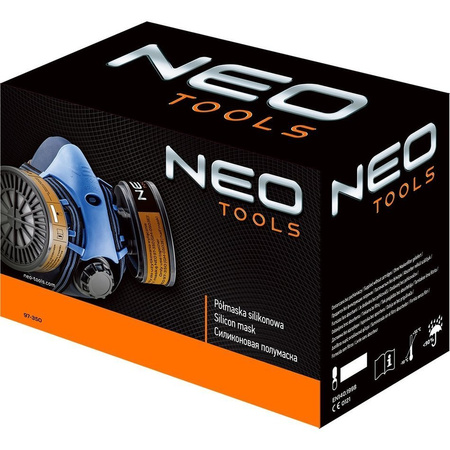 Półmaska silikonowa z miejscem na dwa pochłaniacze, Neo Tools 97-350
