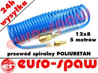 Wąż spiralny poliuretan 12x8 -5m z szybkozłączami 